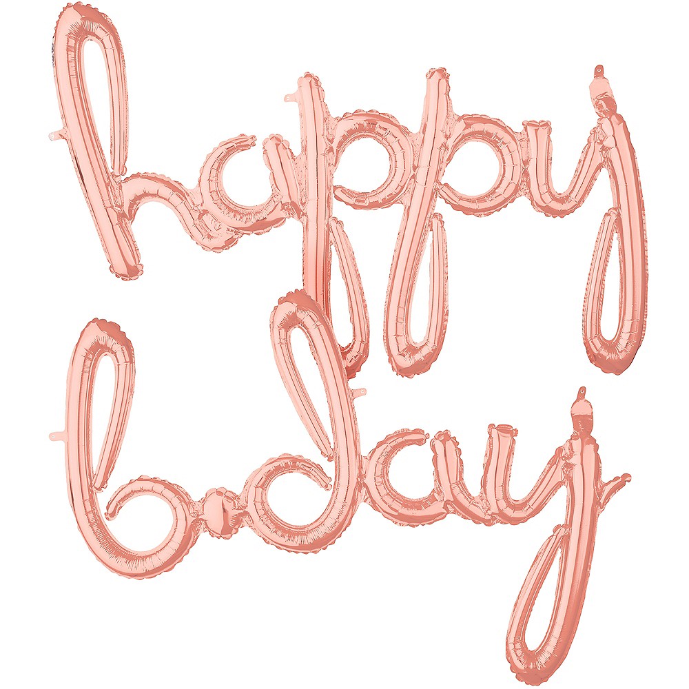 Amscan Anagram - 16 Happy Bday Script Rose Gold Foil - 2 Pcs