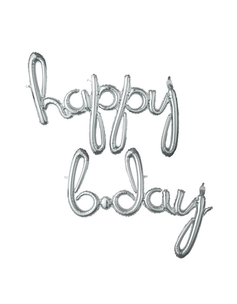 Amscan Anagram - 16 Happy Bday Script Silver Foil - 2 Pcs