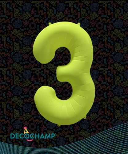 Decochamp Number 3 Neon Yellow 34''