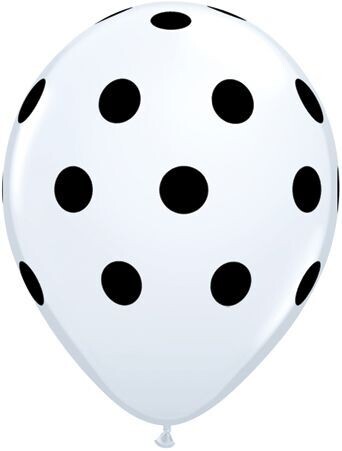 Sempertex 11'' Fashion White/Black Dots  50ct