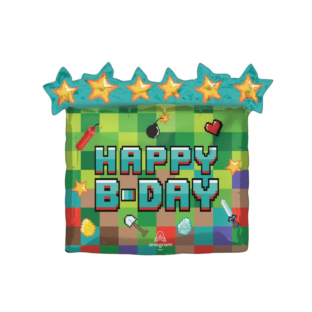 Anagram 25'' Anagram Minecraft Happy Birthday Pixel Foil