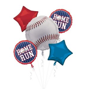 Baseball Home Run Foil Balloon Bouquet 5ct
