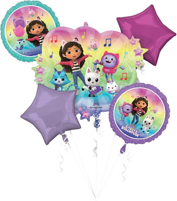 48373@2x Gabbys Dollhouse Foil Balloon Bouquet 5ct