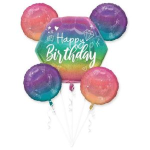 Anagram Ombre Sparkle Birthday Foil Balloon 5ct