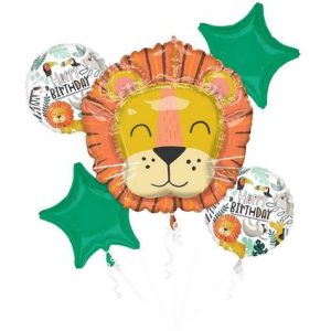Anagram Get Wild Jungle Foil Balloon Bouquet 5ct