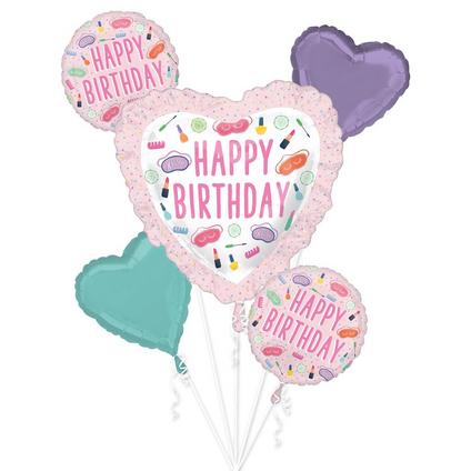 974007 Spa Party Birthday Foil Balloon Bouquet 5ct