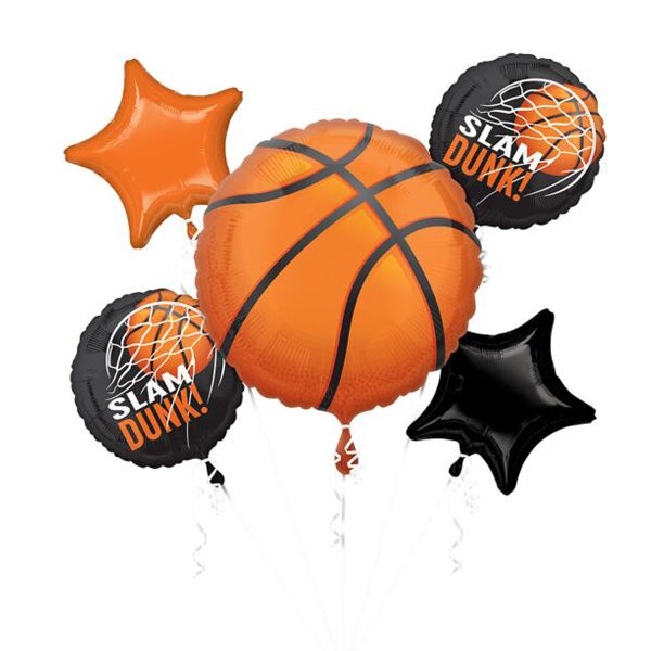 Basketball Slam Dunk Foil Balloon Bouquet 5ct