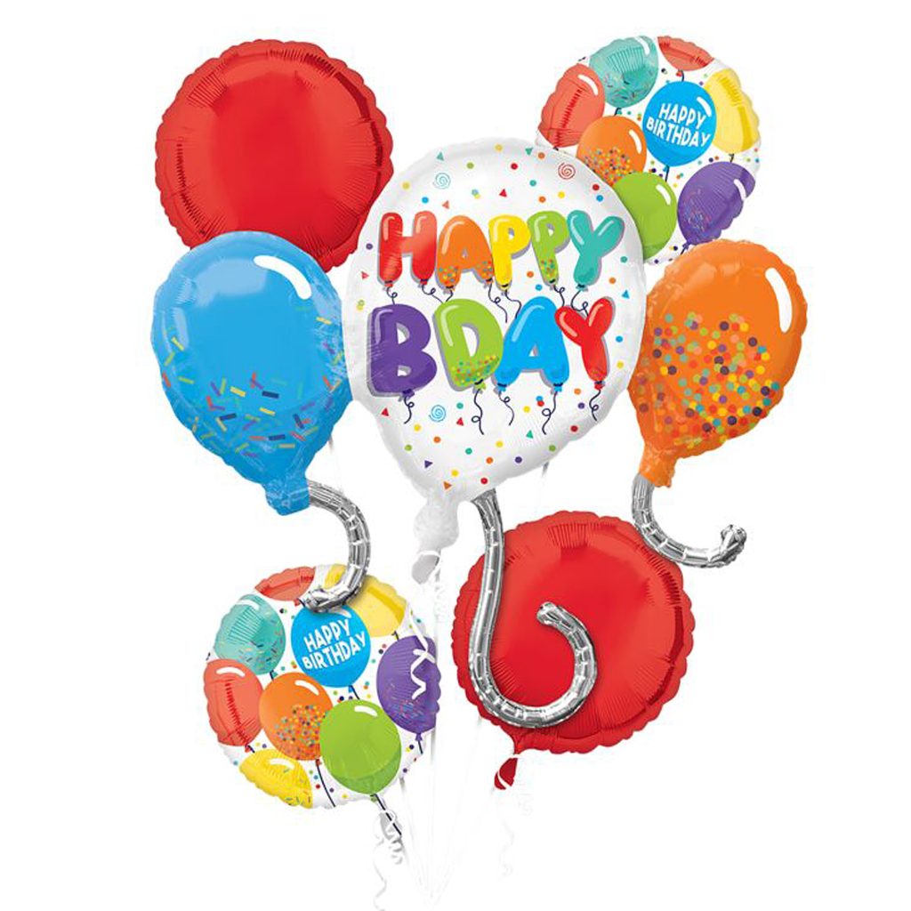 Anagram Multicolor Birthday Celebration Foil Balloon Bouquet 5ct
