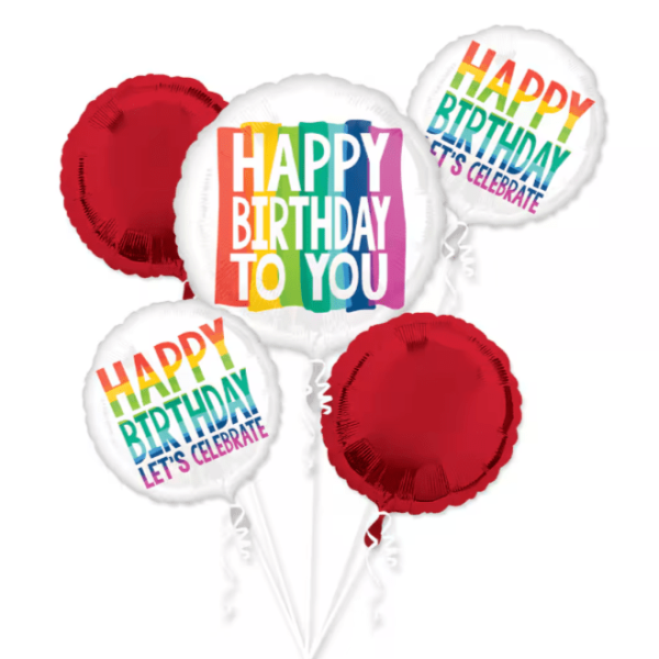 Happy Birthday Let's Celebrate Foil Balloon Bouquet 5ct