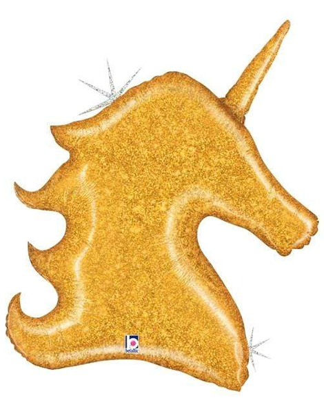 Anagram 38'' Gold Glitter Unicorn Balloon