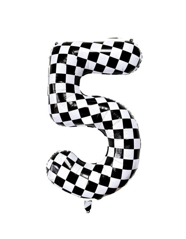 Checkered-Number-5-Foil-Balloon_Momo-Party_f5478d7d-0626-4776-8df5-65a547427e60 34'' Checkered Numbers 5 Balloon