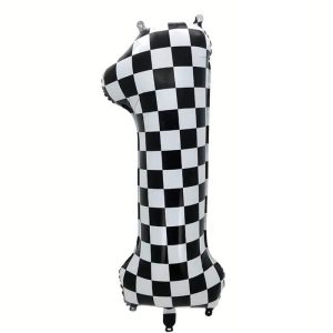Large-Checkered-Number-Foil-Balloon_Number-1_Momo-Party 34'' Checkered Numbers 1 Balloon
