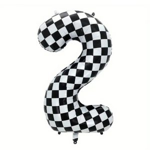 Large-Checkered-Number-Foil-Balloon_Number-2_Momo-Party 34'' Checkered Numbers 2 Balloon
