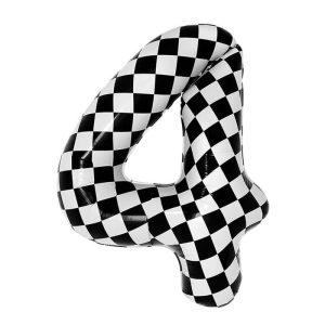 Large-Checkered-Number-Foil-Balloon_Number-5_Momo-Party 34'' Checkered Numbers 4 Balloon