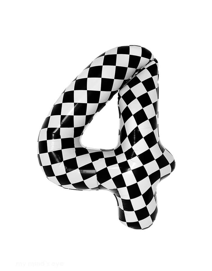 34'' Checkered Numbers 4 Balloon