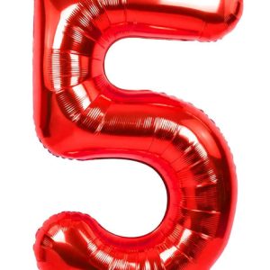 TR-BP2308-5 34'' Red Numbers 5 Balloon
