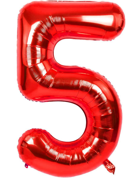 TR-BP2308-5 34'' Red Numbers 5 Balloon