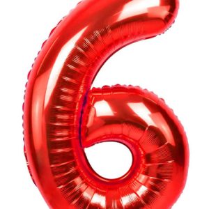 TR-BP2308-6 34'' Red Numbers 6 Balloon