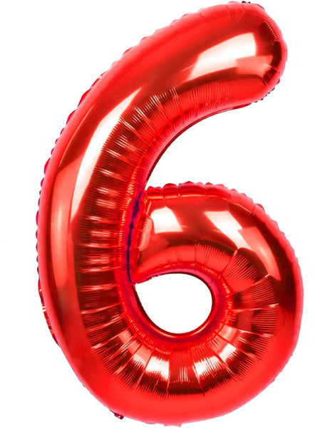 TR-BP2308-6 34'' Red Numbers 6 Balloon