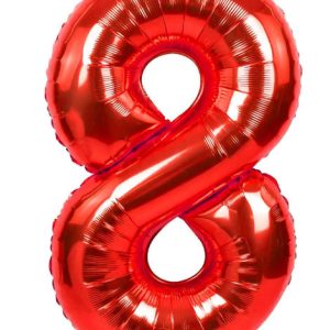 TR-BP2308-8 34'' Red Numbers 8 Balloon