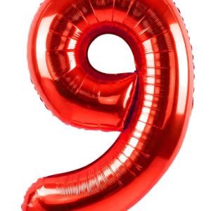 TR-BP2308-9 34'' Red Numbers 9 Balloon