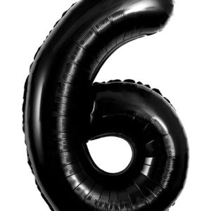 TR-BP2309-6 34'' Black Numbers 6 balloon