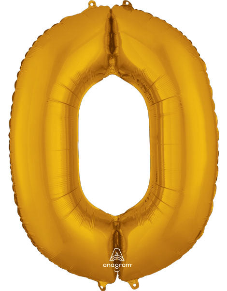 34in Anagram Gold Number 0 Foil Balloon