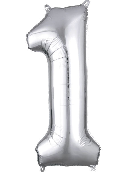 34in Anagram Silver Number 1 Foil Balloon