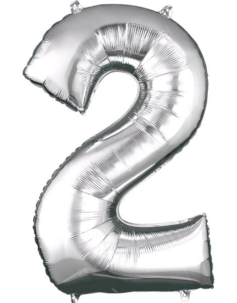 34in Anagram Silver Number 2 Foil Balloon