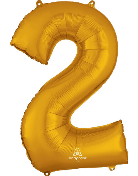 34in Anagram Gold Number 2 Foil Balloon