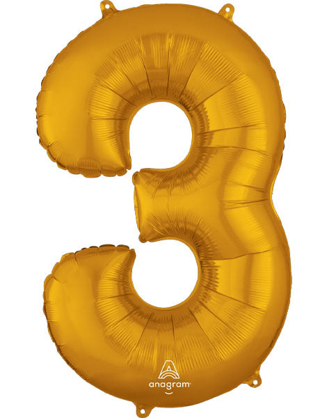 34in Anagram Gold Number 3 Foil Balloon