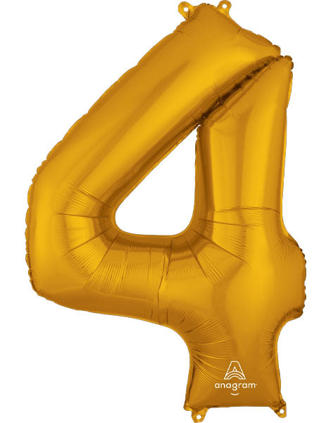 34in Anagram Gold Number 4 Foil Balloon