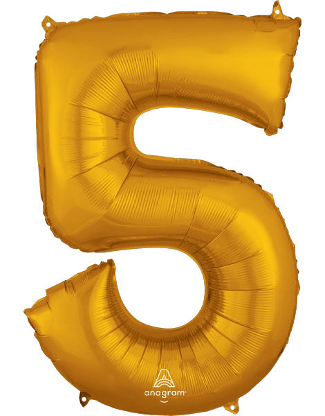 34in Anagram Gold Number 5 Foil Balloon