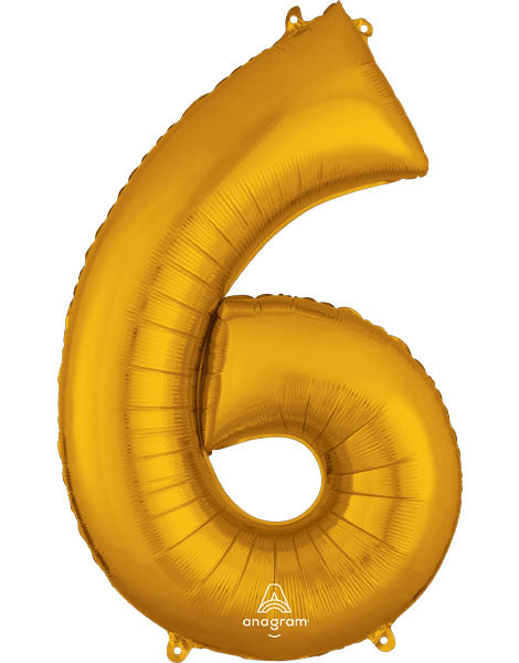 34in Anagram Gold Number 6 Foil Balloon
