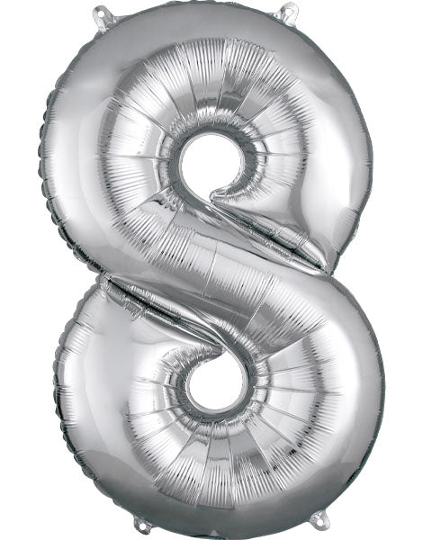 34in Anagram Silver Number 8 Foil Balloon