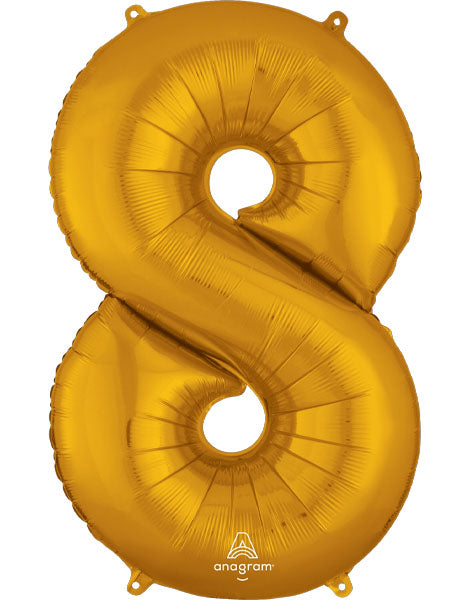 34in Anagram Gold Number 8 Foil Balloon
