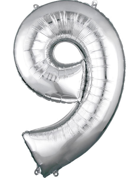 34in Anagram Silver Number 9 Foil Balloon