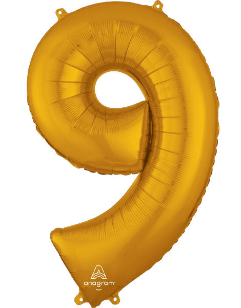 34in Anagram Gold Number 9 Foil Balloon