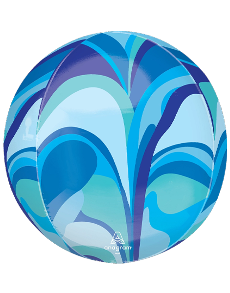 16in Anagram Blue Macro Marble Orbz Balloon